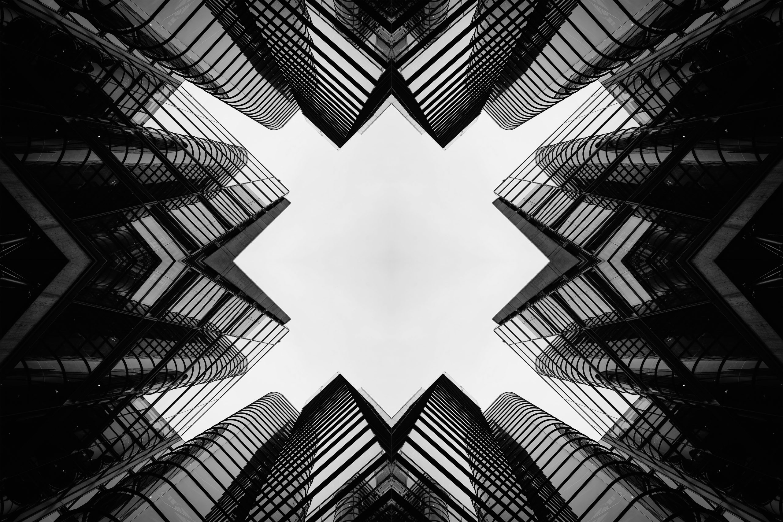 Symmetrical abstract pattern of modern buildings