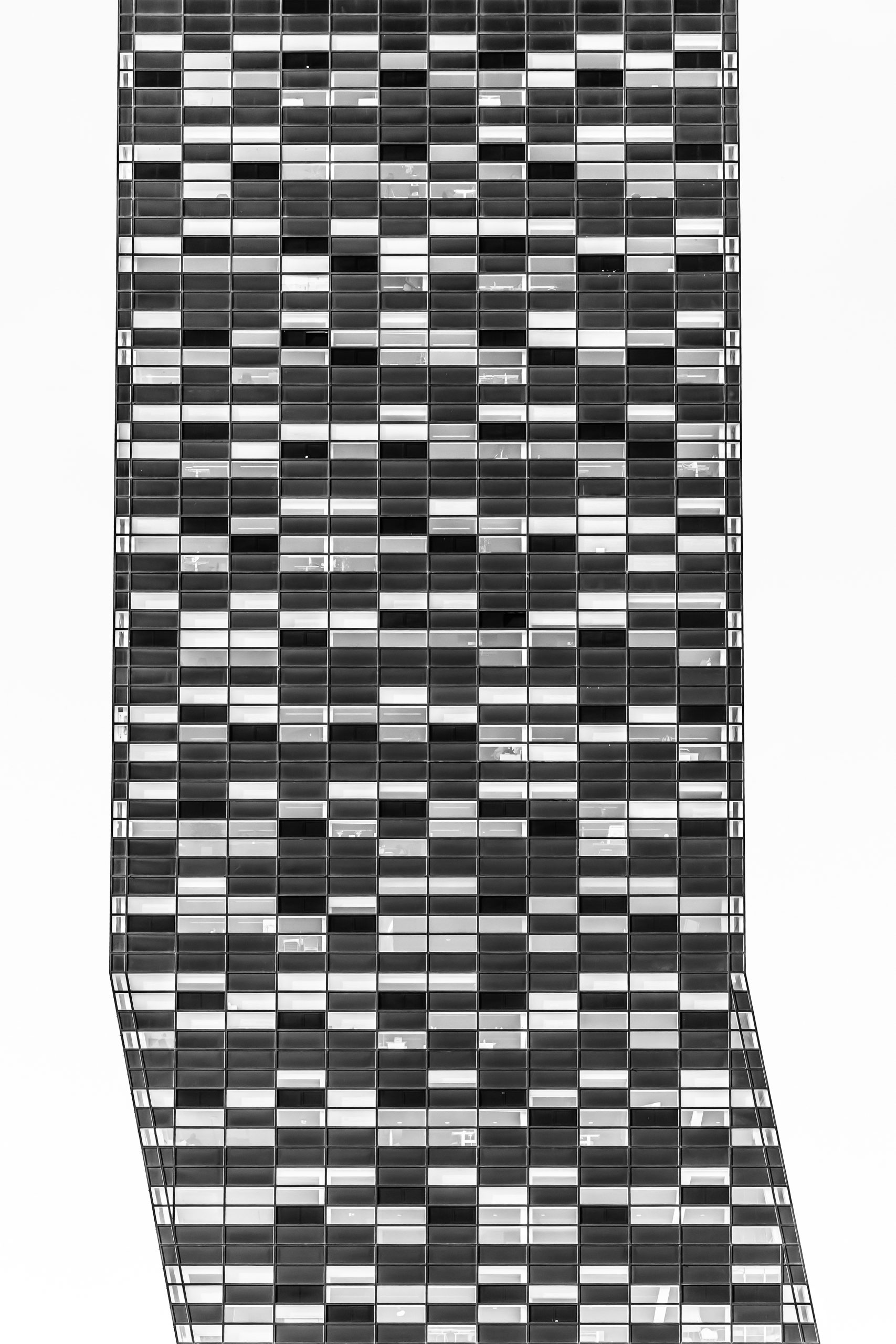 Modern building facade with a geometric pattern