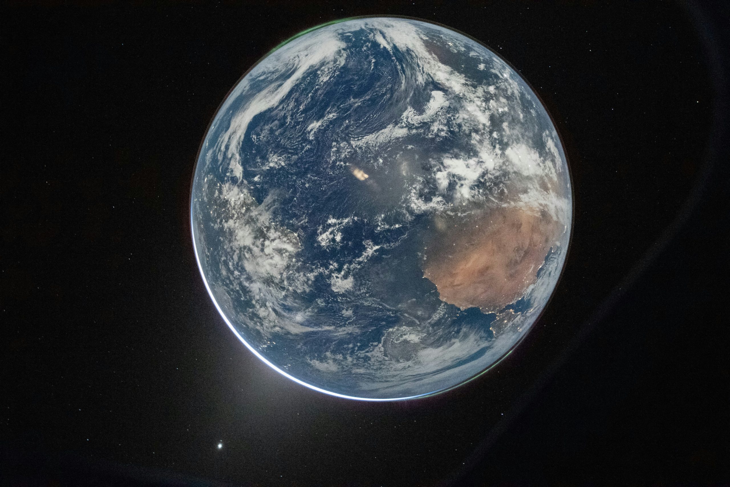 View of planet earth from space with clouds