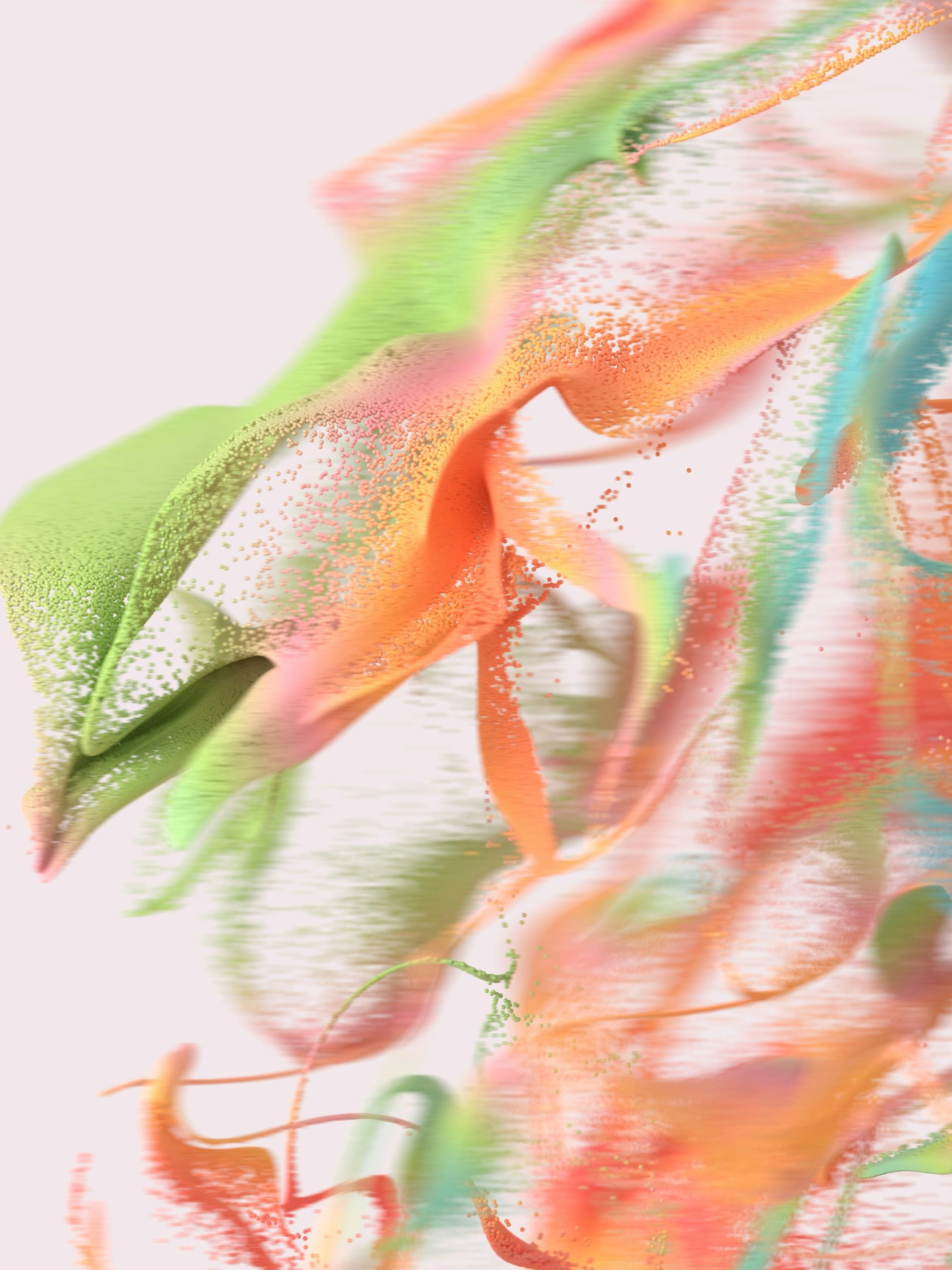 Vibrant abstract swirls of green, orange, pink, and blue