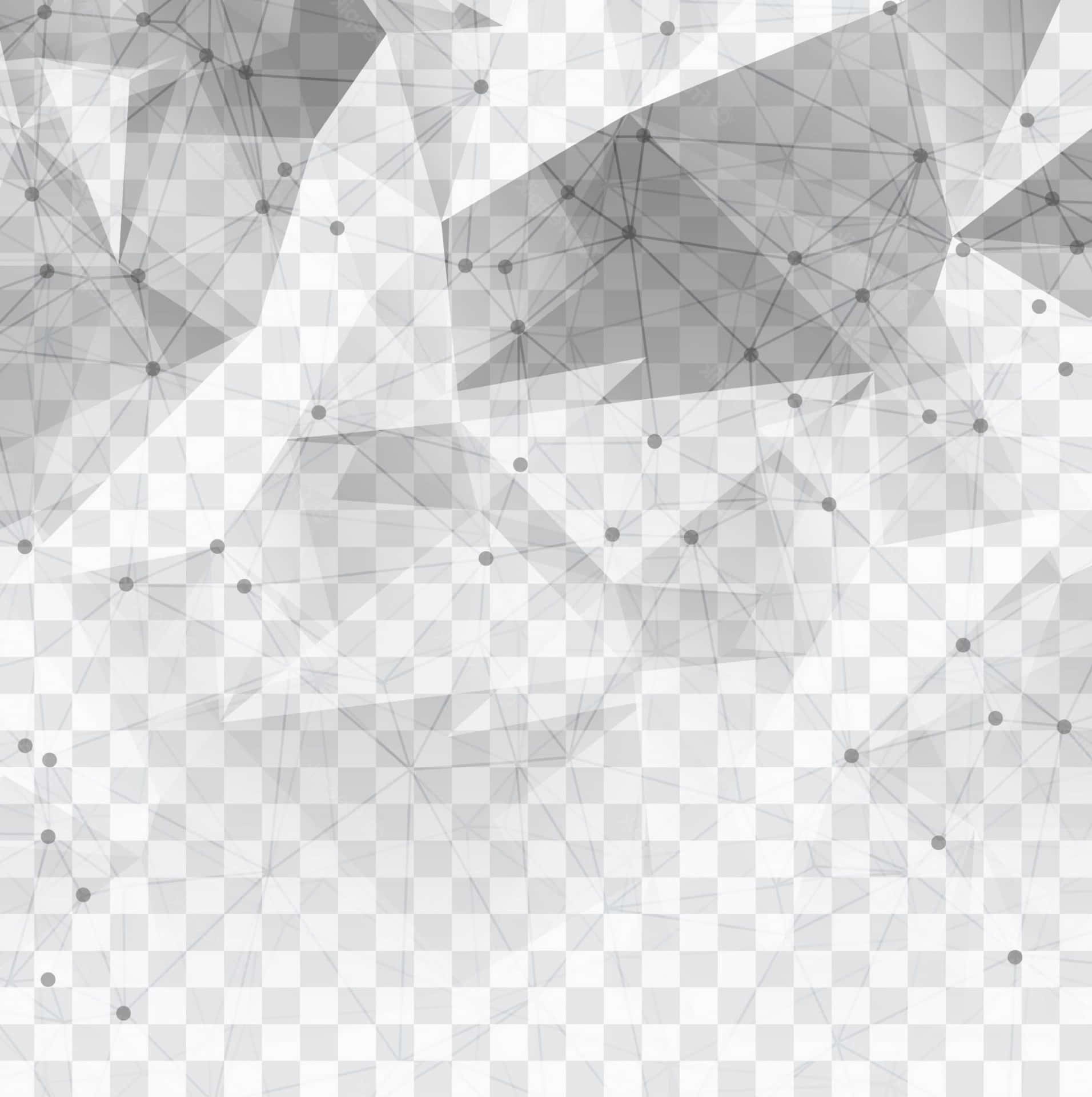 Geometric abstract pattern with triangles and dots on transparent background.