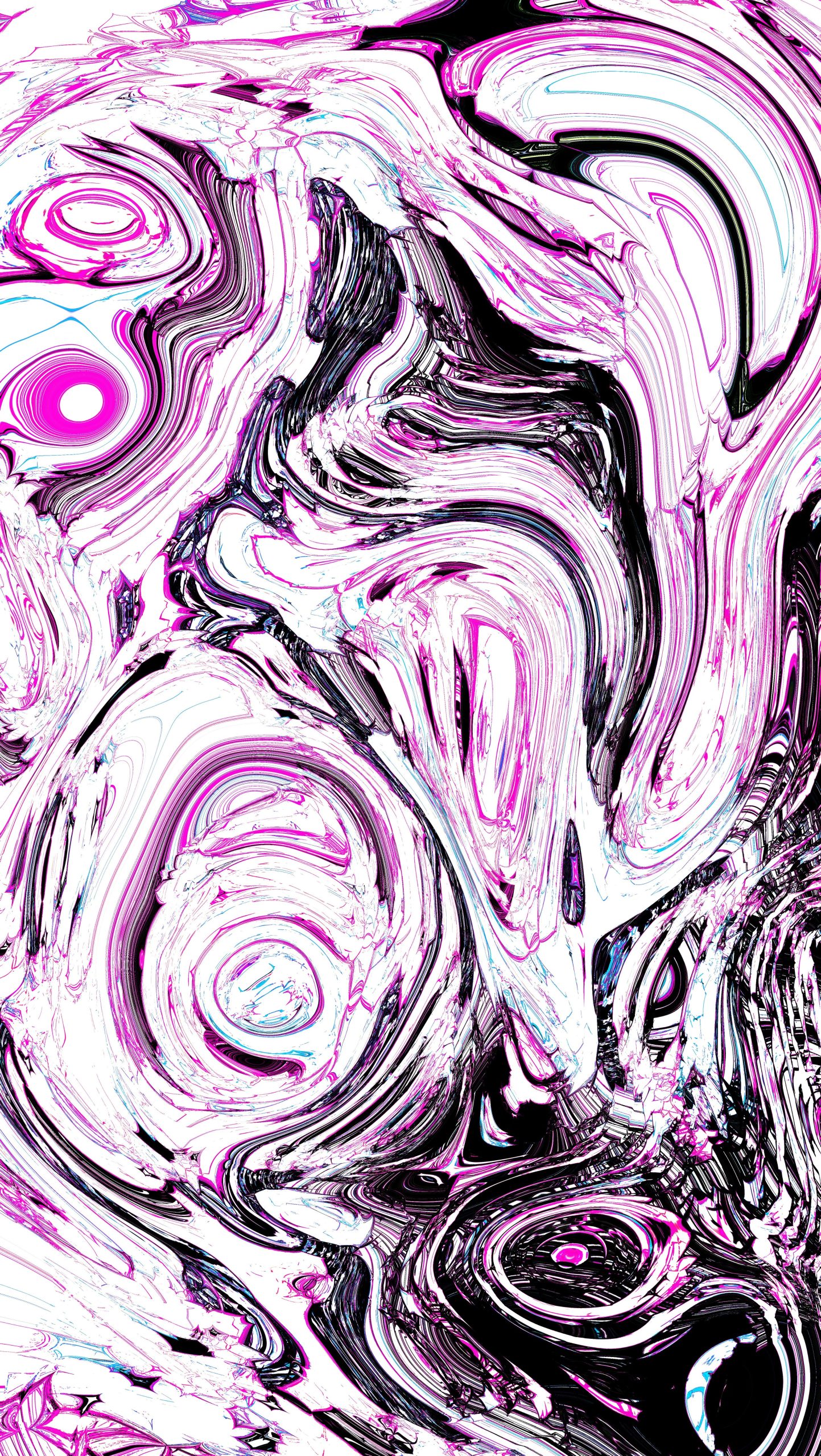 Abstract swirls of pink, white, and black colors