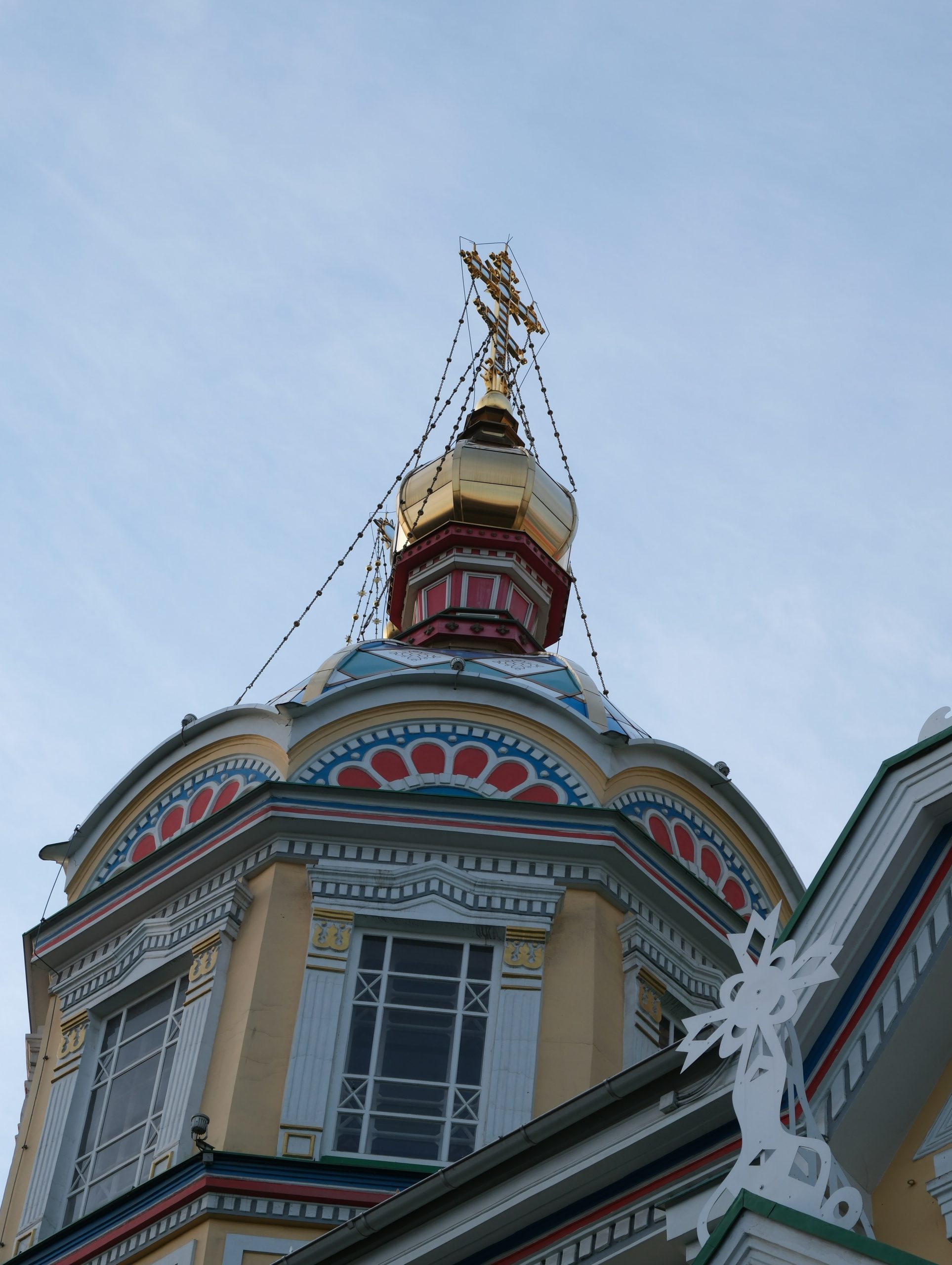 Golden dome of a church against a blue sky