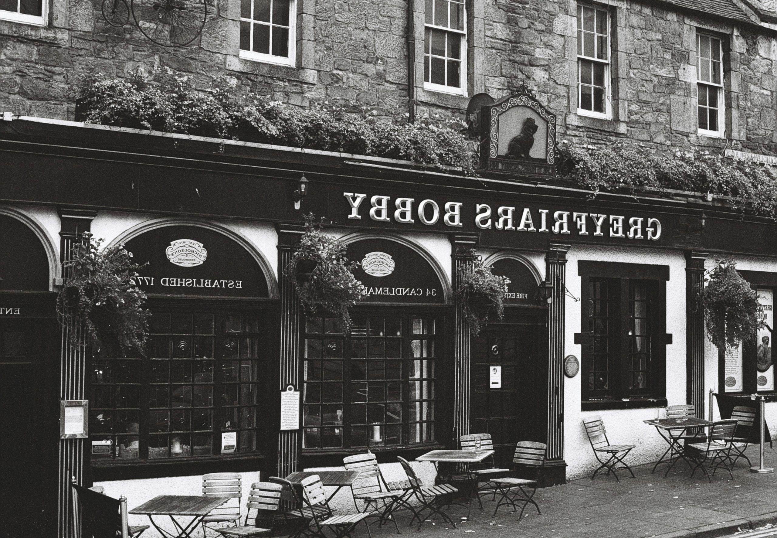 Greyfriars bobby pub exterior with outdoor seating