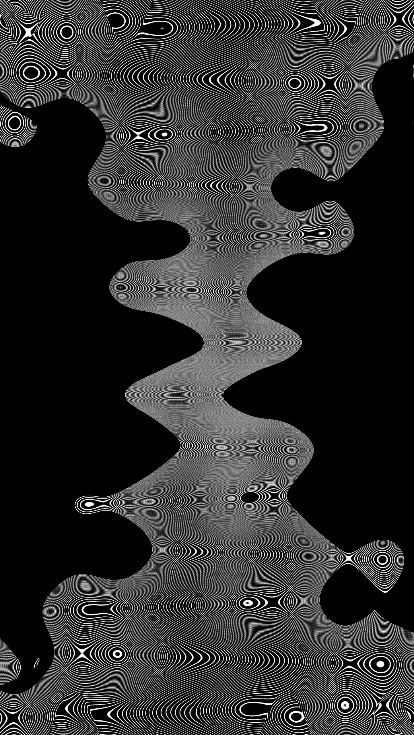 Abstract black and gray wavy pattern with circles
