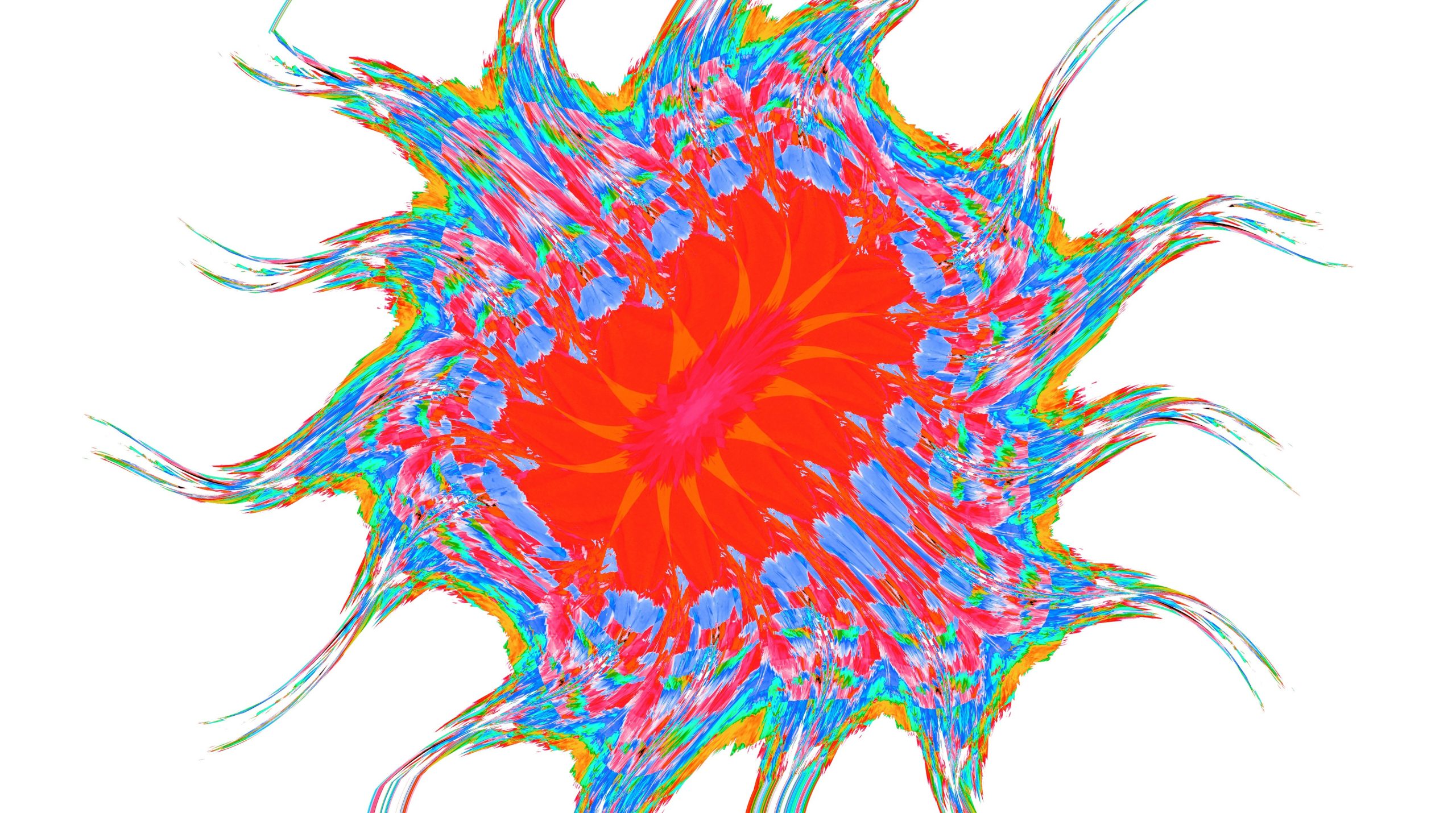 Abstract colorful starburst pattern on white background