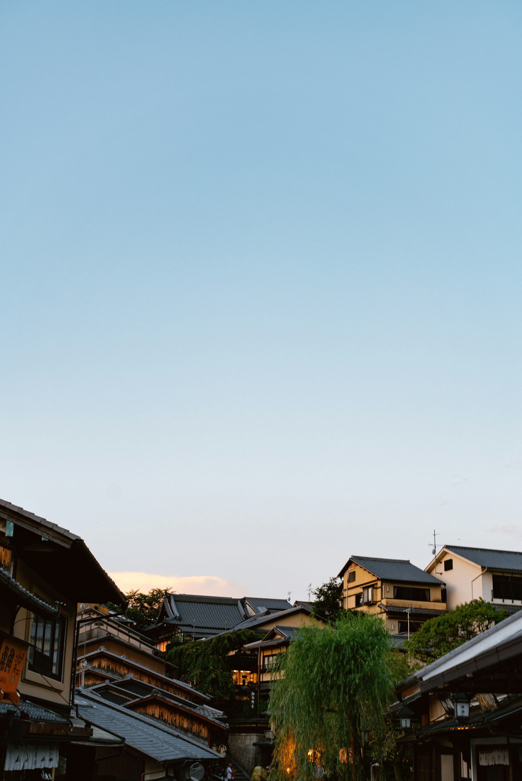Traditional building with tiled roof nestled in green mountains.