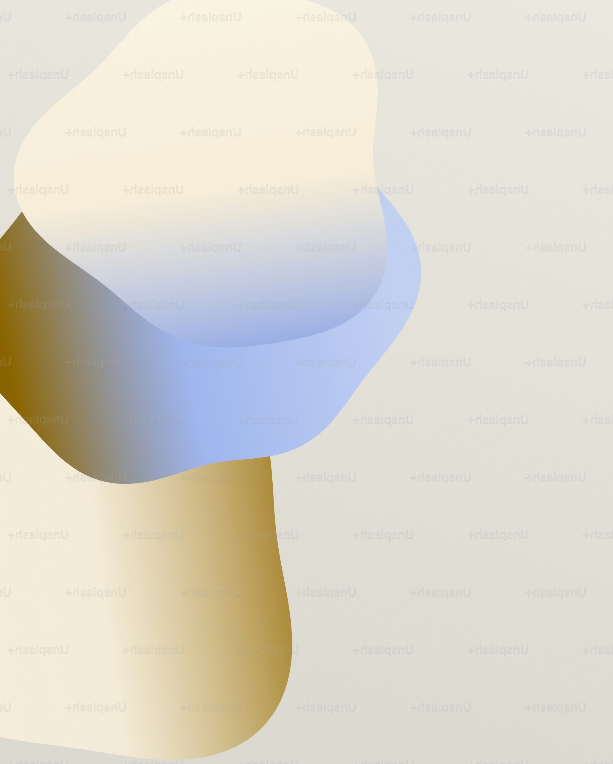Abstract organic shapes in soft cream, blue, and gold gradients on a light background.