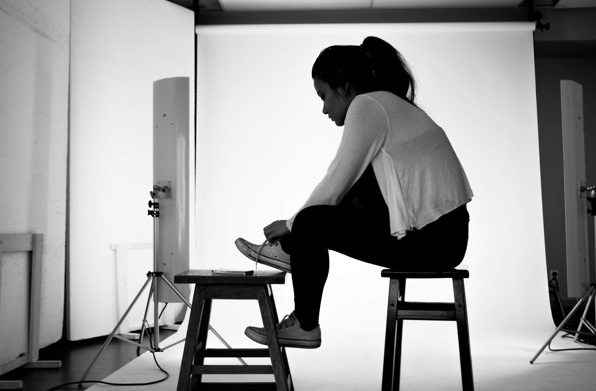 women wearing cardigan grey-scale photography